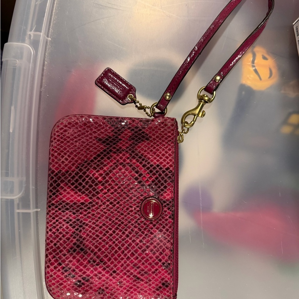 Coach - Pink Snakeskin Wristlet Wallet